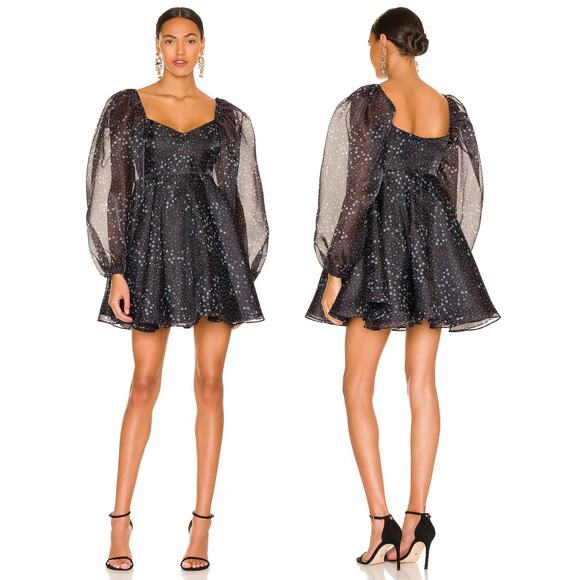 Selkie Princess Stars Mini Dress Puff Sleeve Cocktail Whimsigoth Antique Party M - Picture 1 of 9